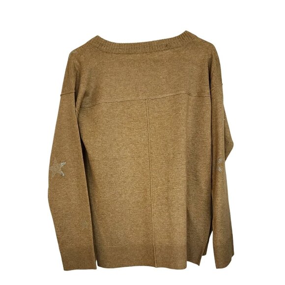 Knox Rose Women's V-Neck Pullover Sweater Tan Medium - Picture 5 of 11